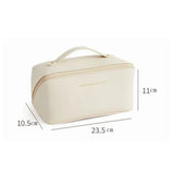 Large PU Leather Makeup Bag - Portable, Multi-Functional Cosmetic Organizer for Women