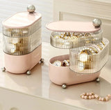 Rotating Transparent Jewelry & Lipstick Organizer - Dust-Proof Storage