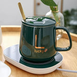 Ceramic Coffee Cup With Automatic Heating Pad | Only In Green Color.