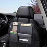 Premium Multifunction Car Seat Organizer - PU Leather Side & Back Storage with Seat Protector for Enhanced Car Organization