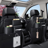 Premium Multifunction Car Seat Organizer - PU Leather Side & Back Storage with Seat Protector for Enhanced Car Organization