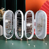 Foldable Screen Jewelry Organizer with Mirror – Compact Jewelry Storage Box